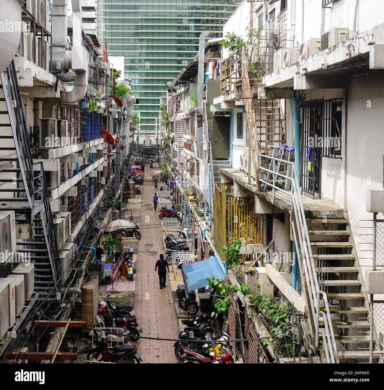 Bangkok, Thailand Jun 20, 2017. Old apartment at downtown in Bangkok