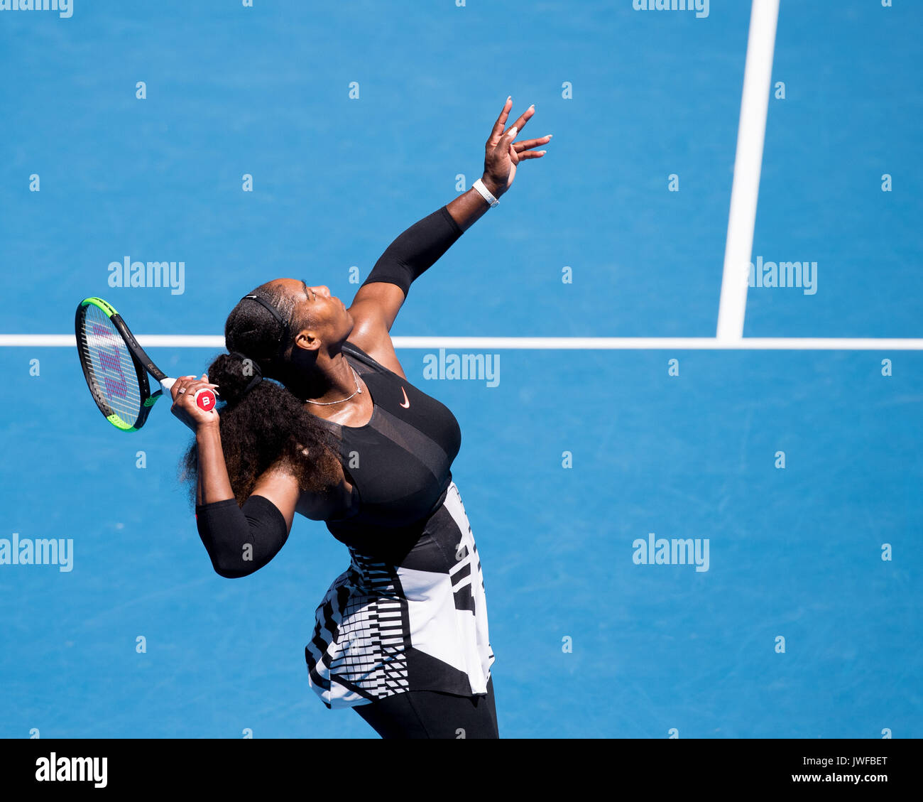 SERENA WILLIAMS (USA) in action at the Australian Open Stock Photo