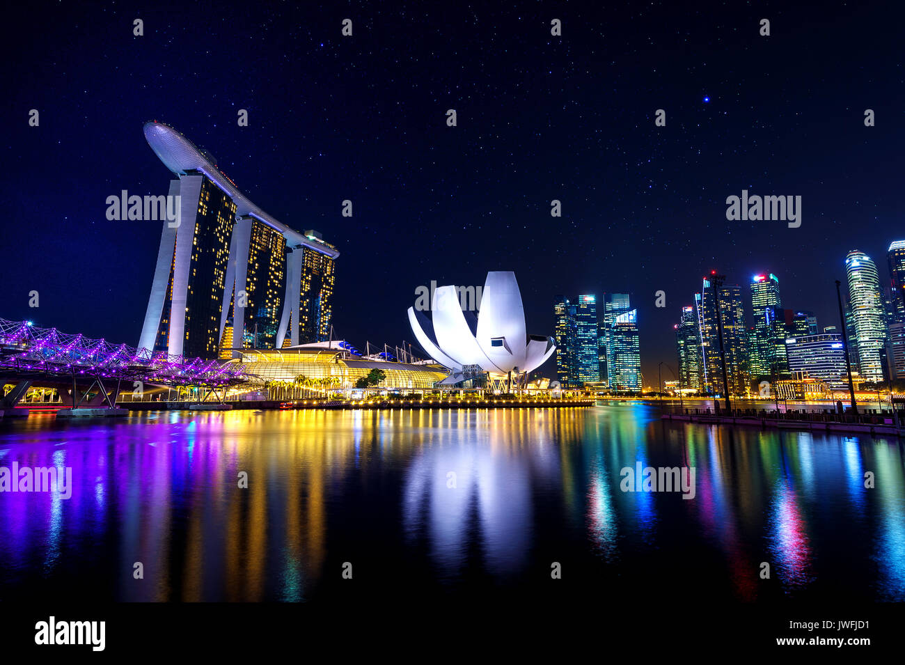 Singapore cityscape at night Stock Photo - Alamy
