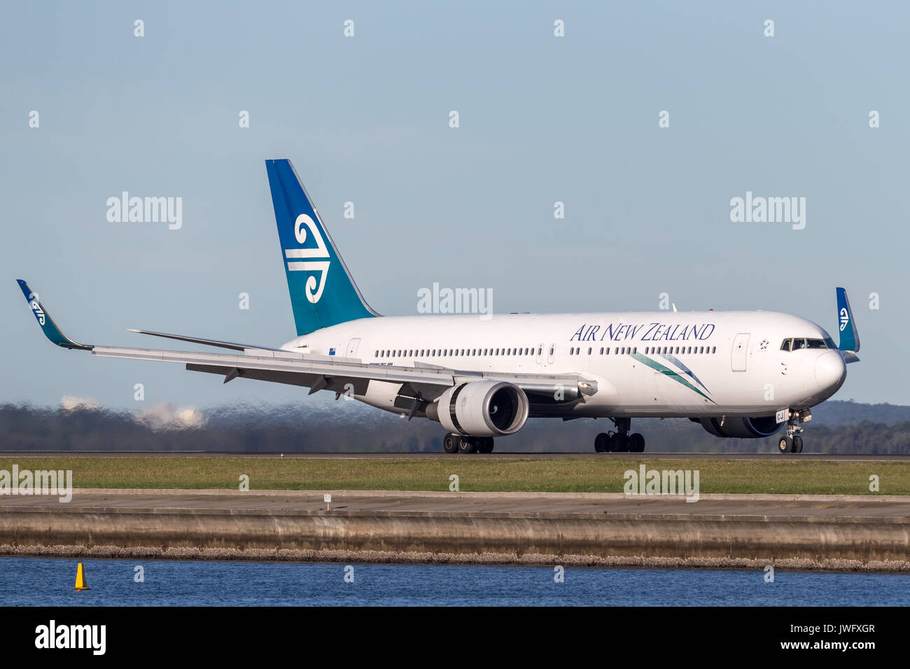 Air New Zealand Boeing 767 Landing at Sydney Airport. Stock Photo