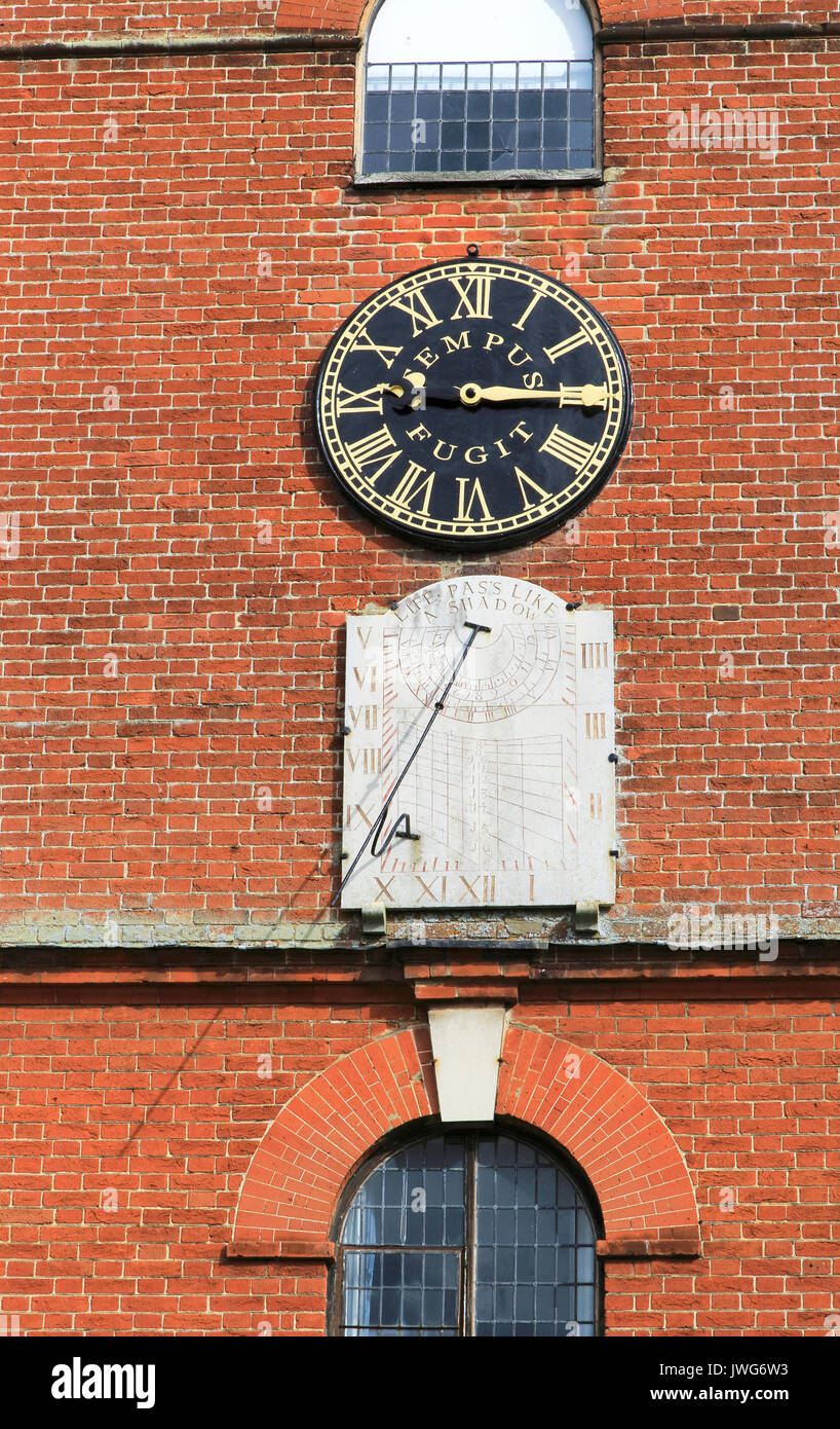 Church of Saint Mary the Virgin, Grundisburgh, Suffolk, England, UK clock and sundial Stock Photo