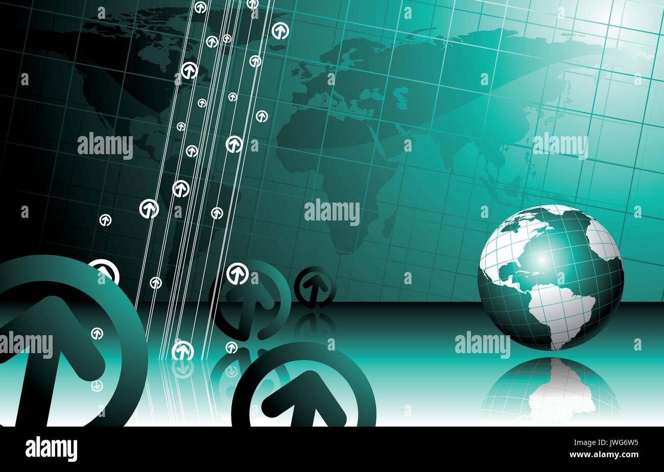 Business illustration with world map on blue background Stock Vector ...