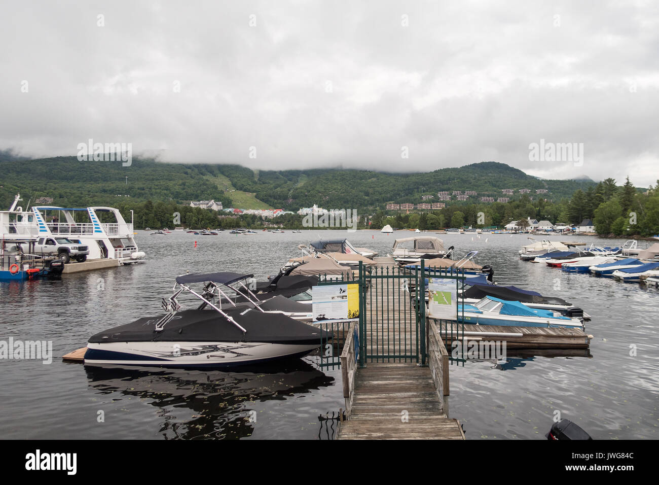 Lake Tremblant at the foot of Mont Tremblant in Canada Stock Photo Alamy