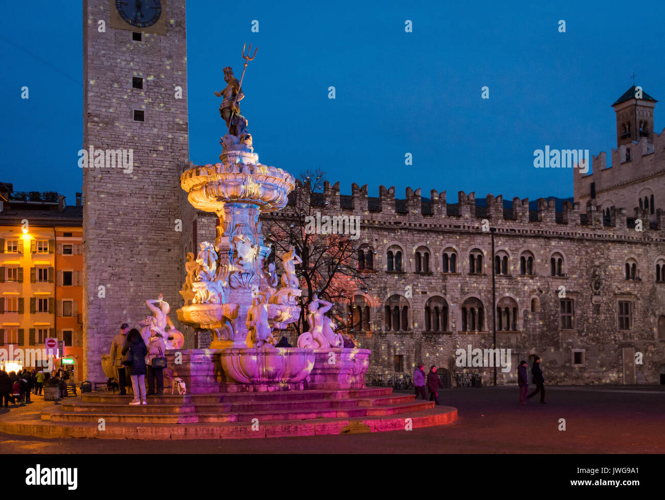 Christmas in Trento, a charming old town with the Christmas lights. Trento, Italy - Trentino Alto Adige - South Tyrol, Italy Stock Photo
