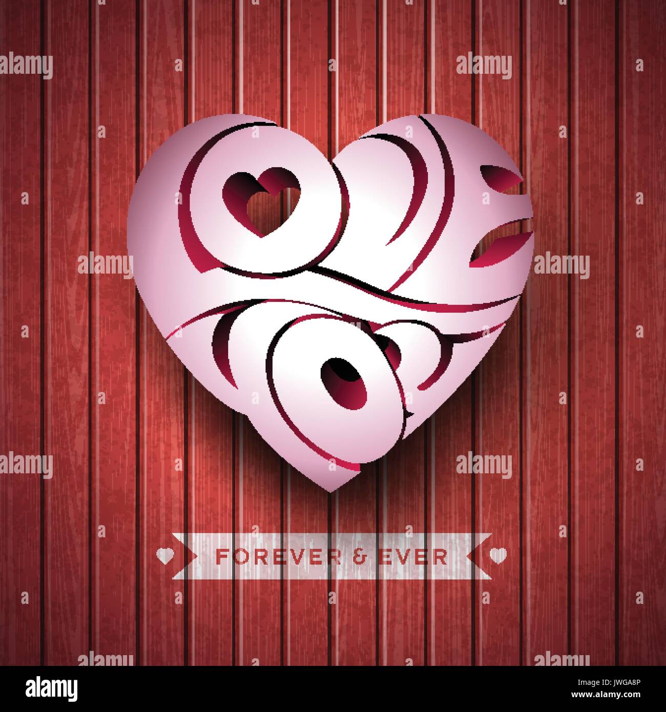 Vector Valentines Day illustration with 3d Love You typography design ...