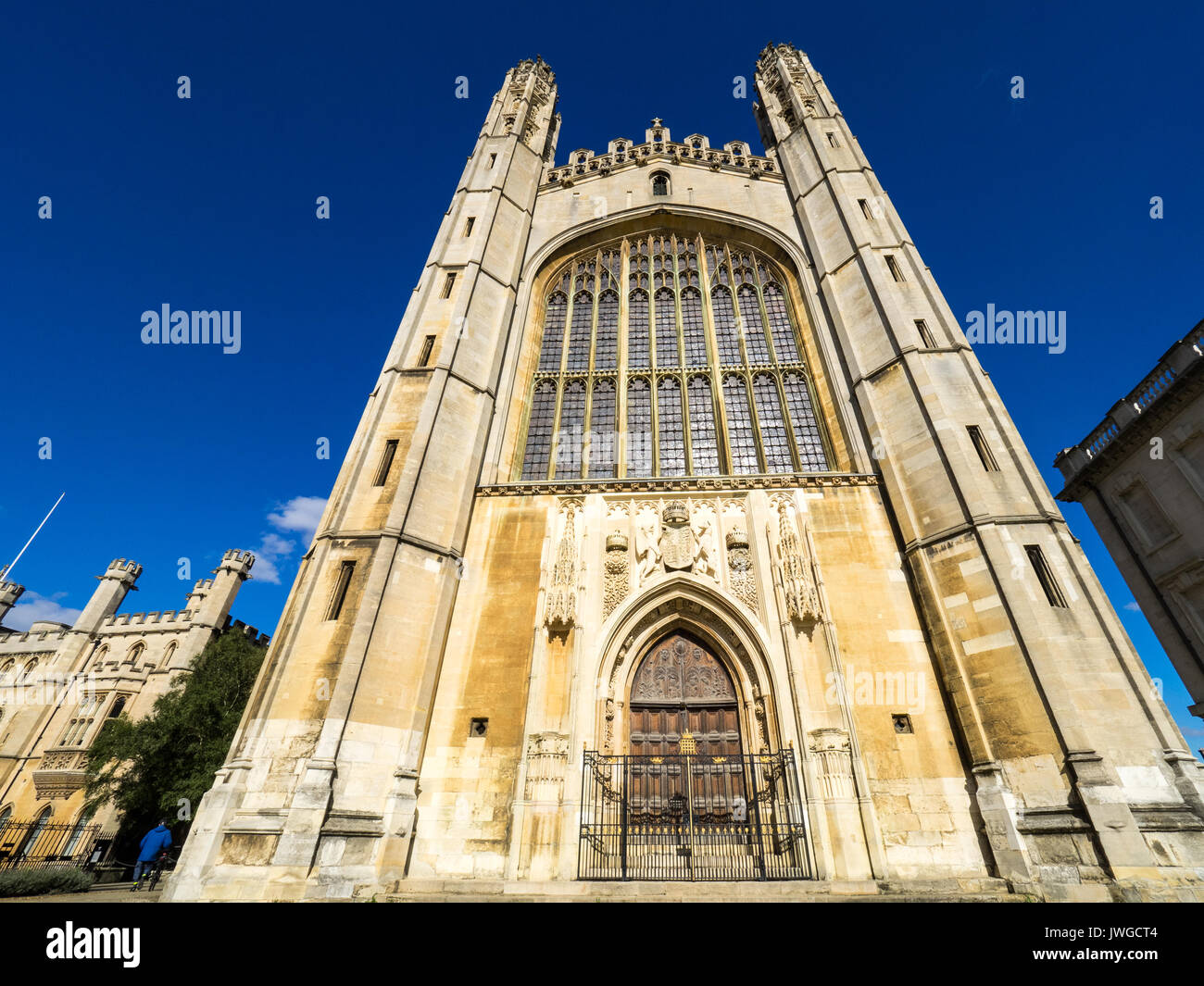 Kings College Chapel (started 1446 by Henry VI, taking over 100 yrs to complete) in the grounds of Kings College, part of the University of Cambridge Stock Photo