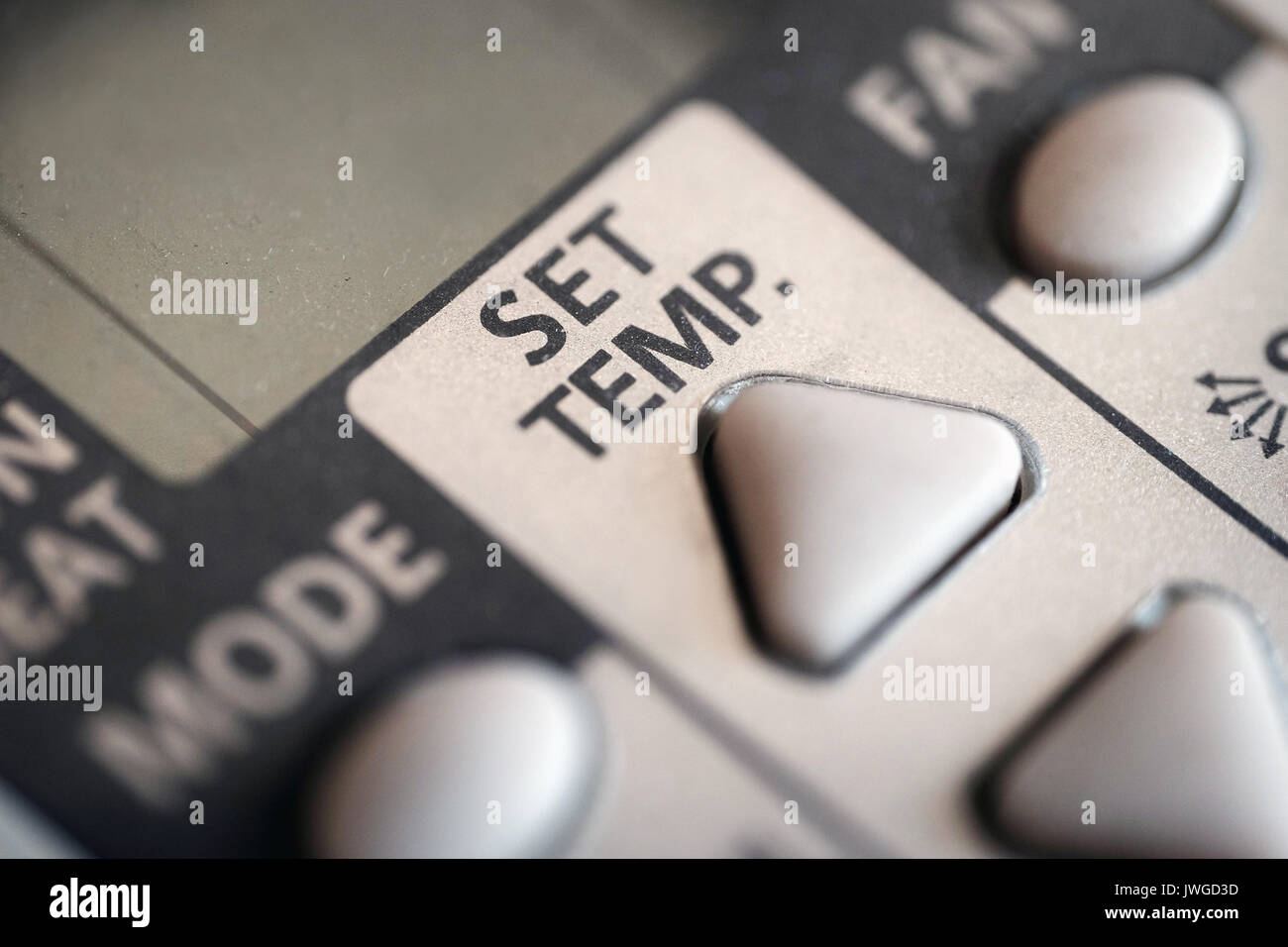 Macro shot of air conditioner remote control. Shallow depth of field Stock Photo