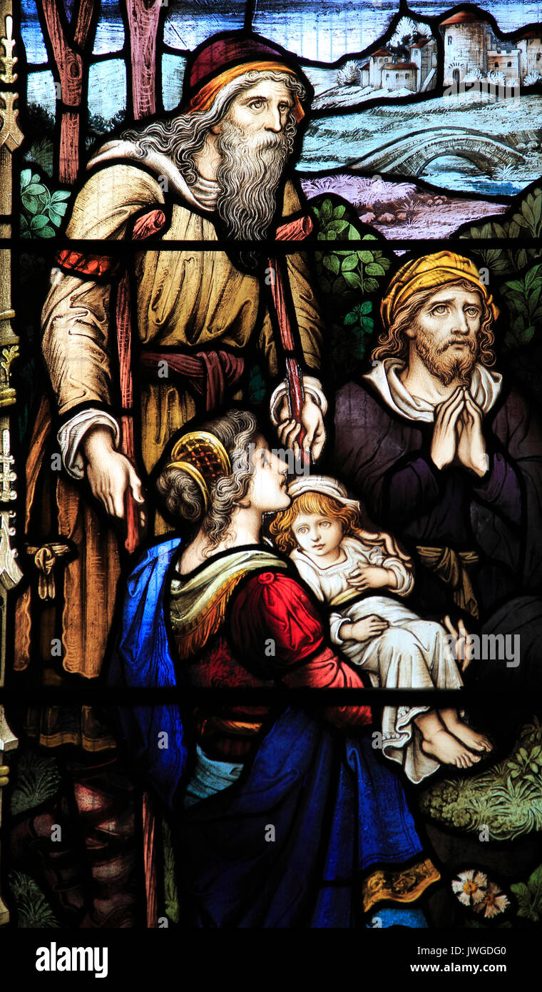 Detail of Jesus Christ the Good Physician, stained glass window, Church ...