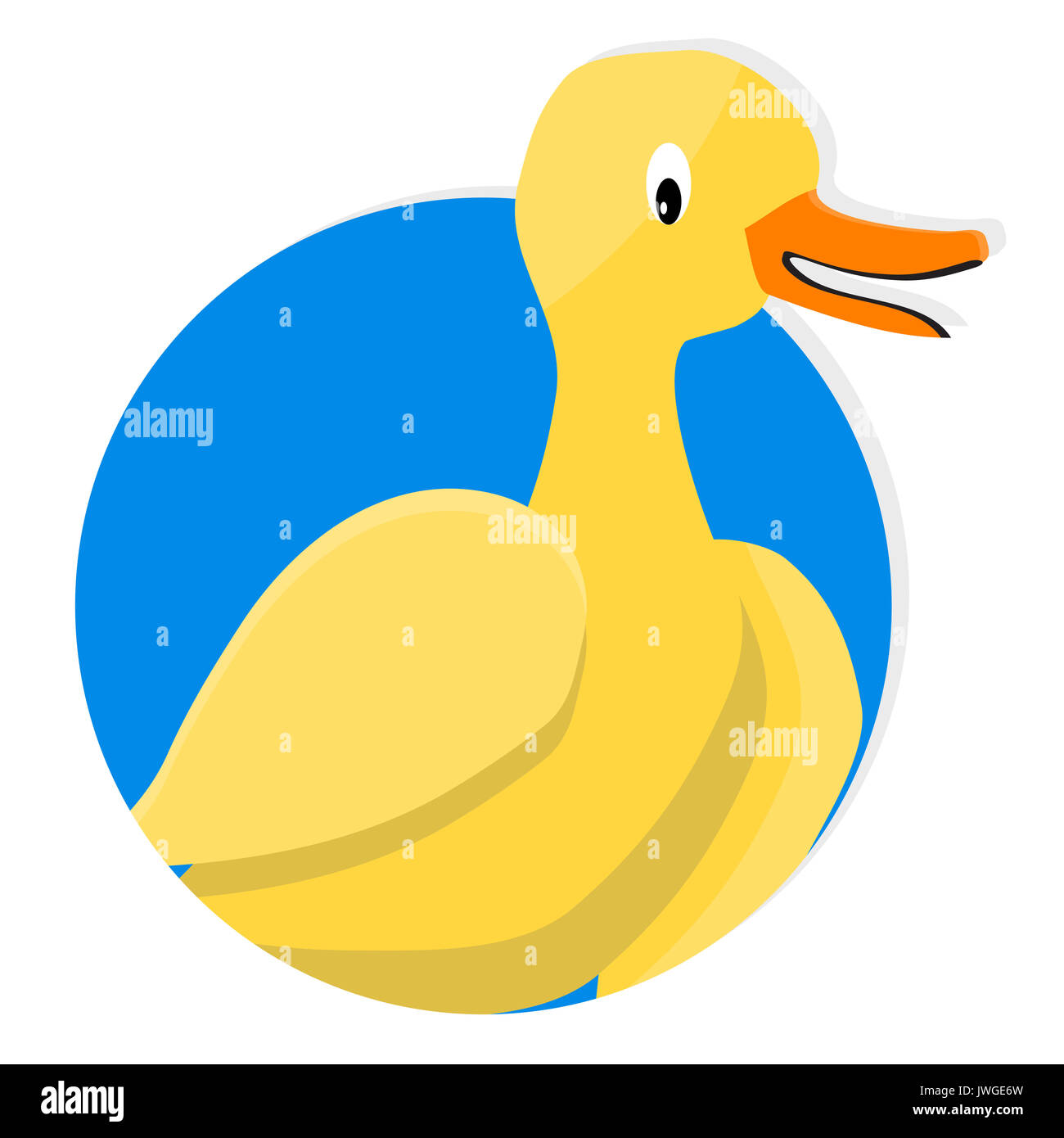 Yellow duck icon app. Yellow rubber duck, vector illustration Stock