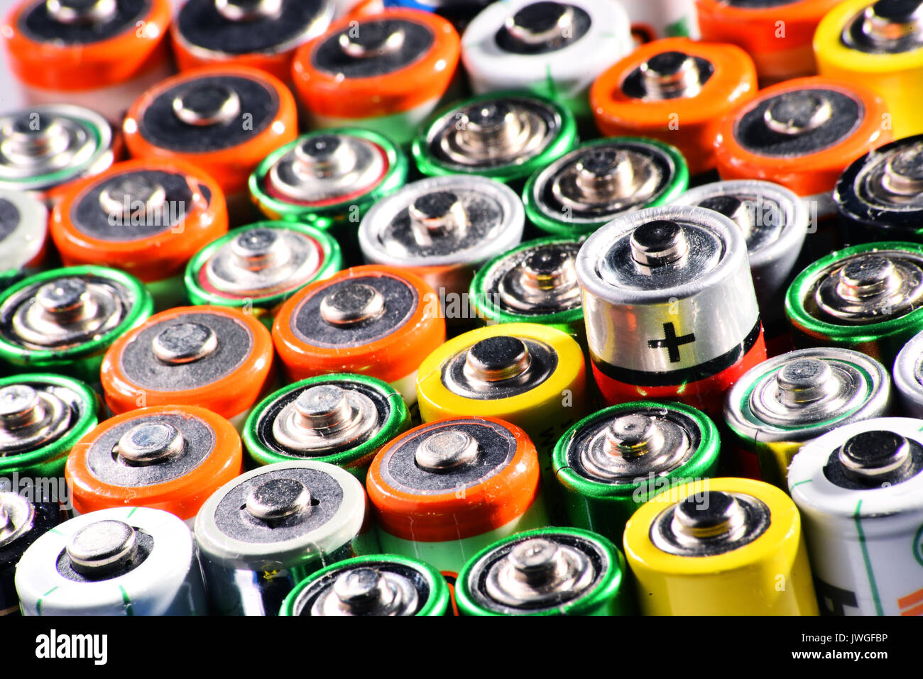 Composition with alkaline batteries. Chemical waste Stock Photo Alamy