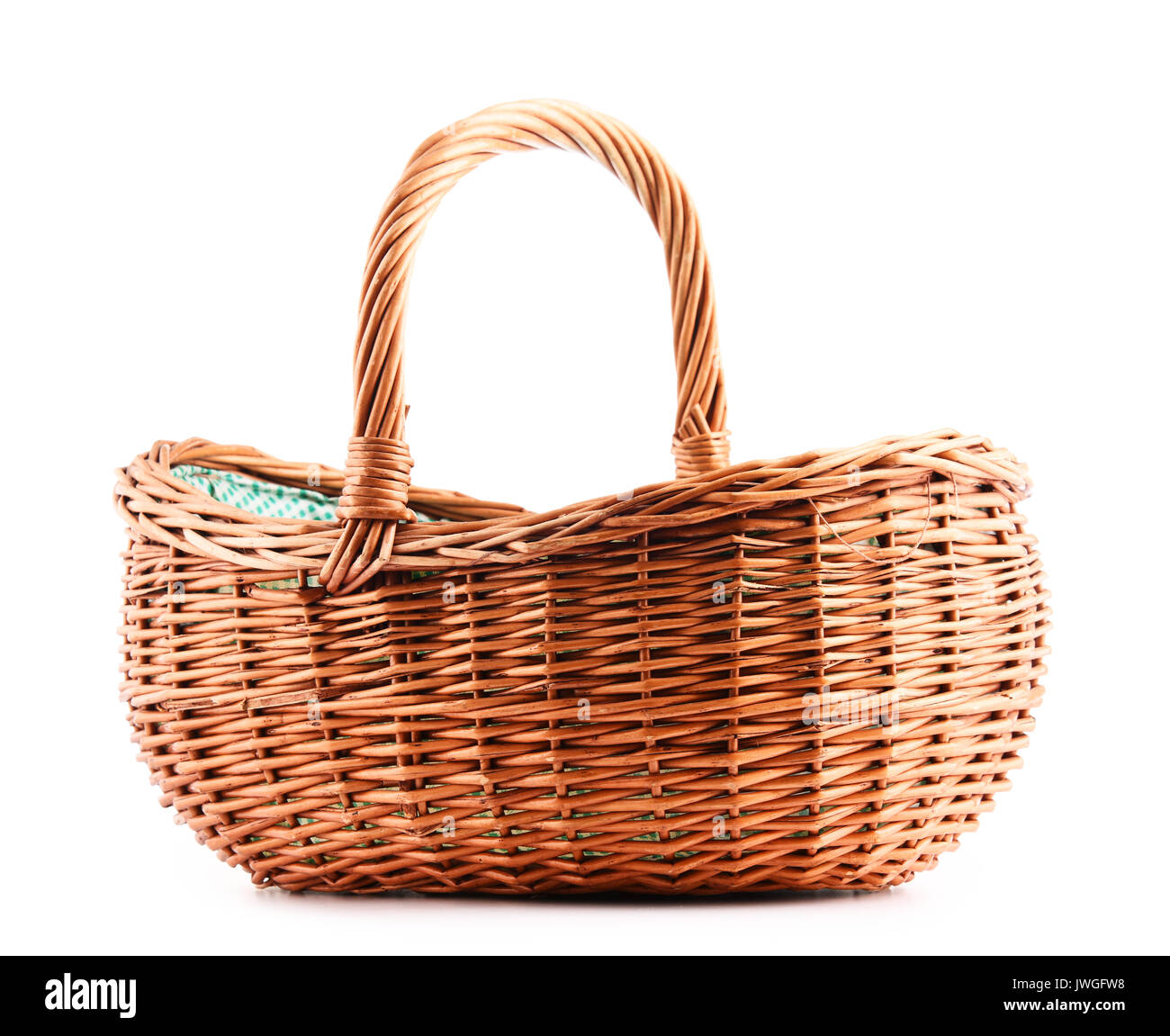Empty wicker basket isolated on white background Stock Photo - Alamy