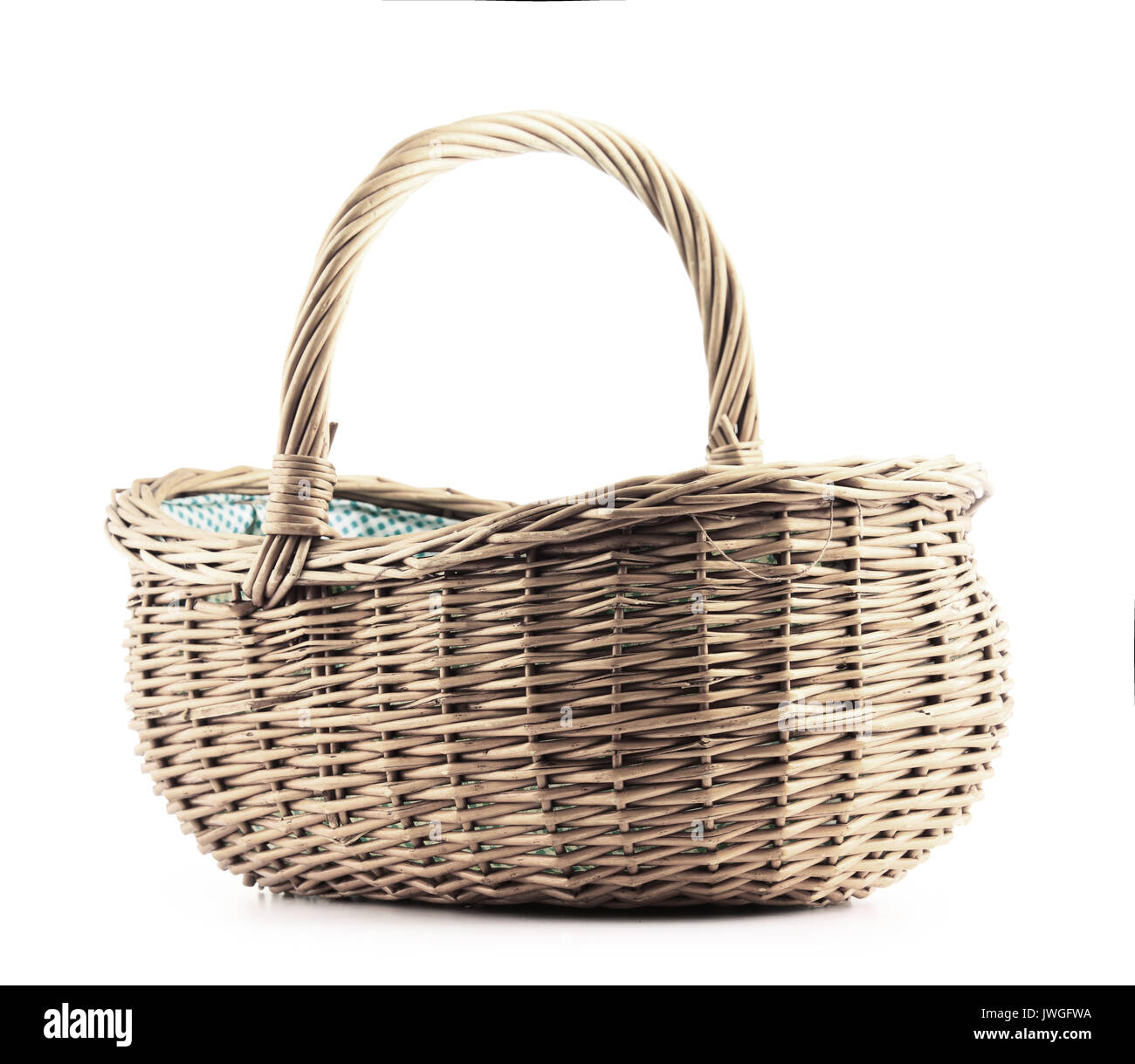 Empty wicker basket isolated on white background Stock Photo - Alamy