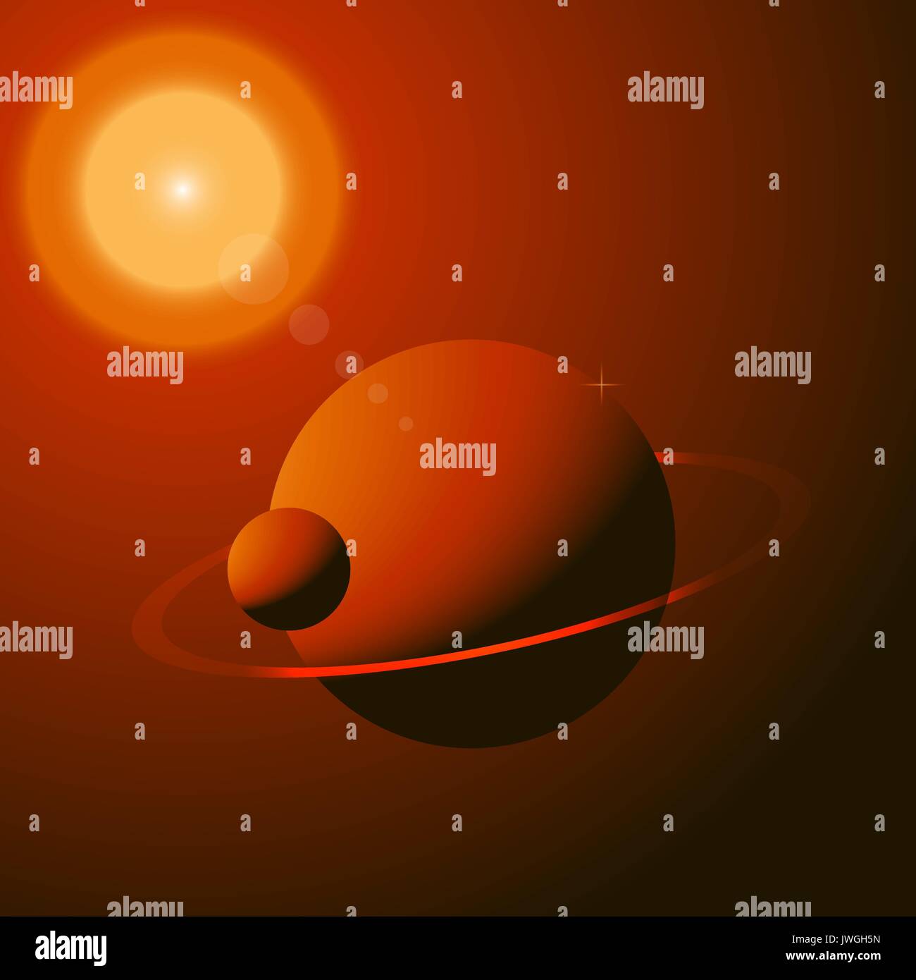 Lost planet in deep space art illustration Stock Vector