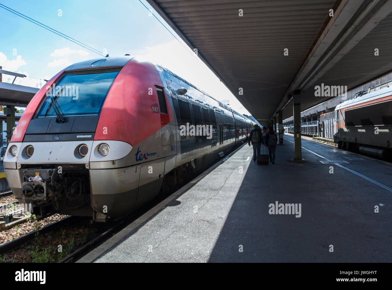 Paris, France, Trains, Gare de Bercy, sncf train platform, sustainable travel, SNCF Stock Photo