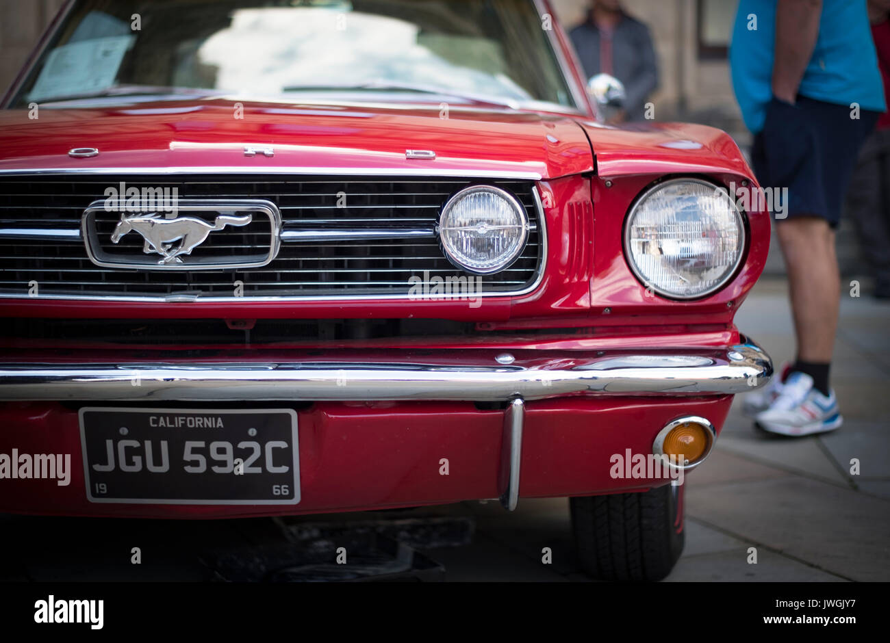 Beautiful vintage red Ford Mustang at the annual Bradford Classic Car