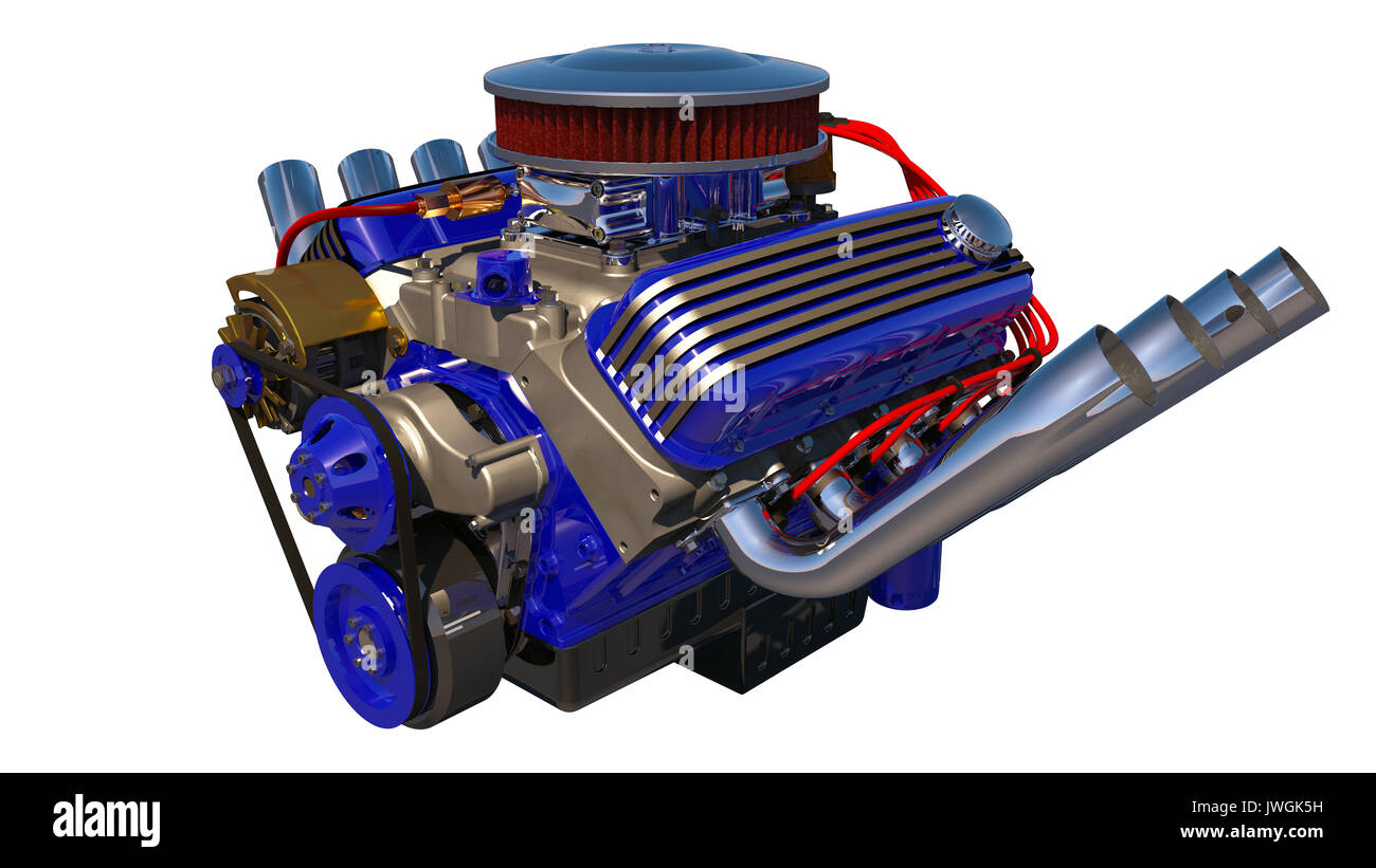 Hot Rod Engine Graphics Hot rod engine detailed isolated. 3D render Stock Photo - Alamy