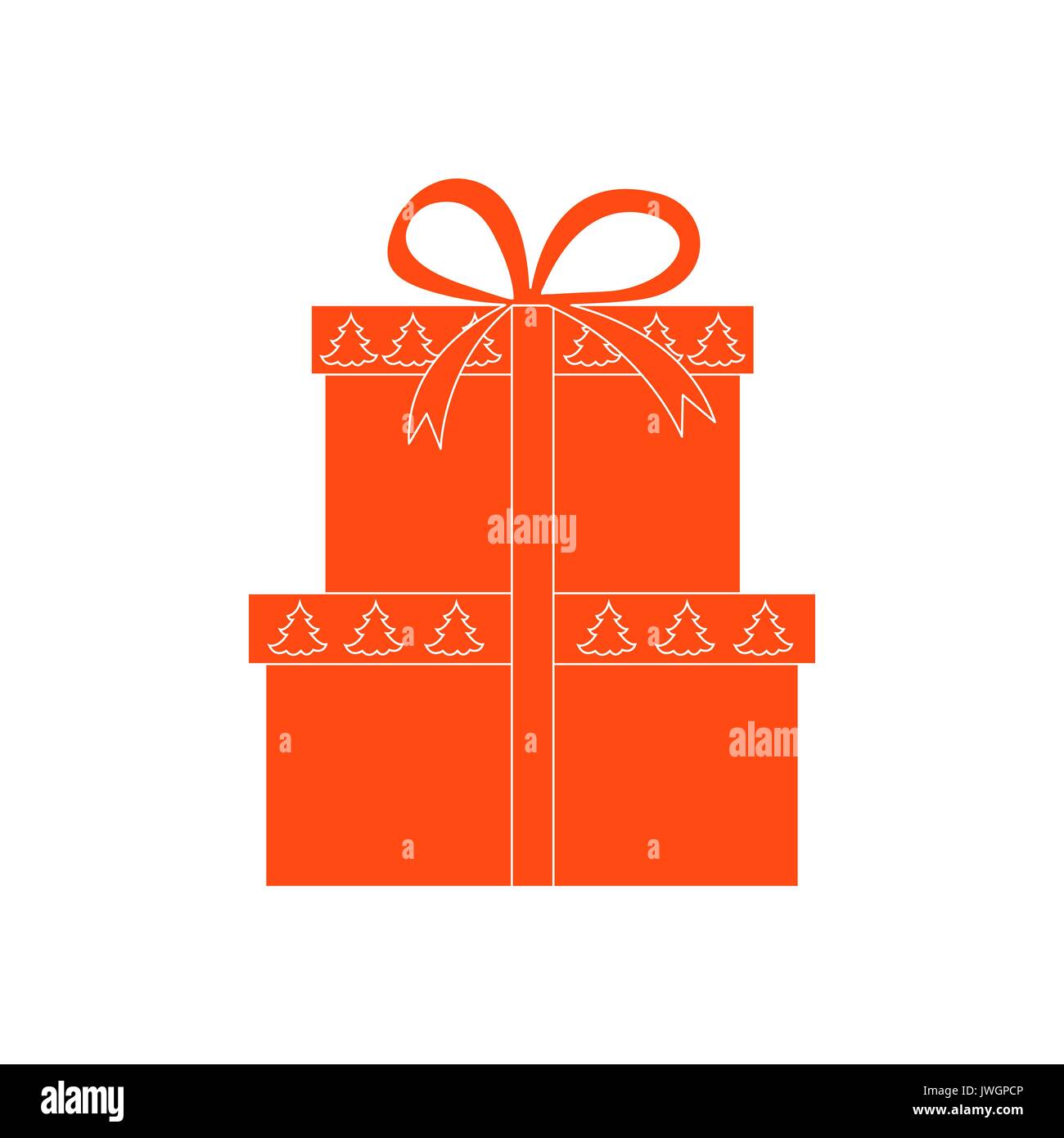 Vector illustration of gift boxes decorated Christmas trees. Design ...