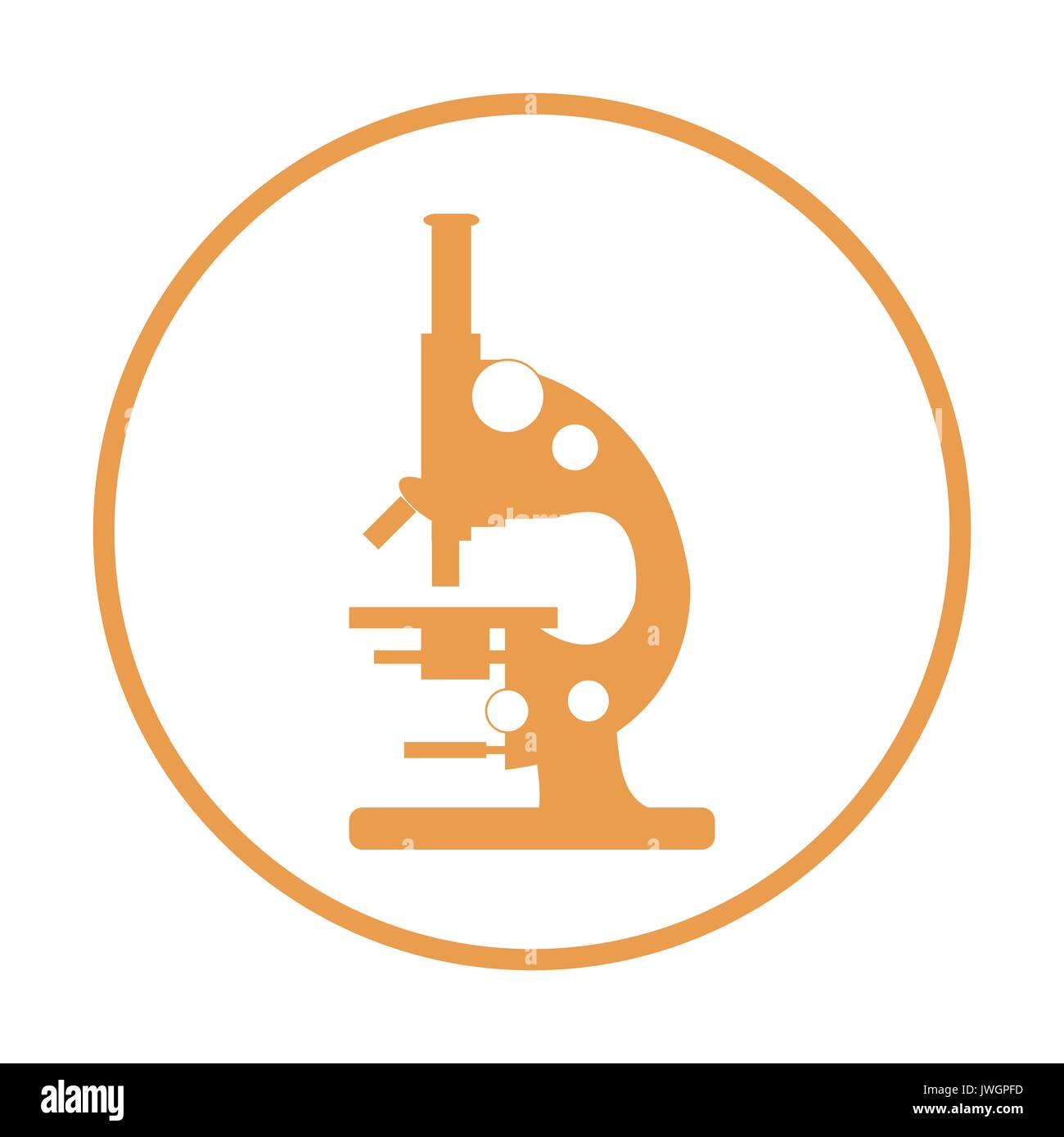 Stylized vector icon of microscope. Magnifying device sign. Laboratory equipment symbol. Stock Vector