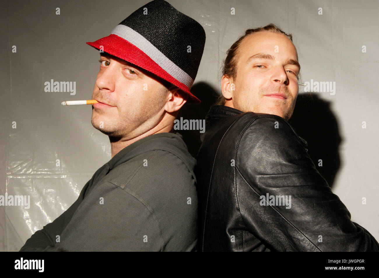 (L-R) Adam 12 She Wants Revenge pro-Skater Chad Muska portrait 2007 Neighborhood Music Festival LA Coliseum Los Angeles,CA Stock Photo