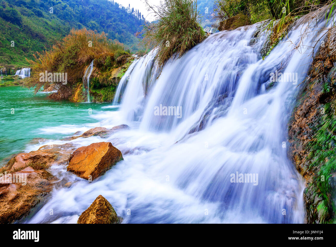Jiulong waterfall in Luoping, China. Stock Photo