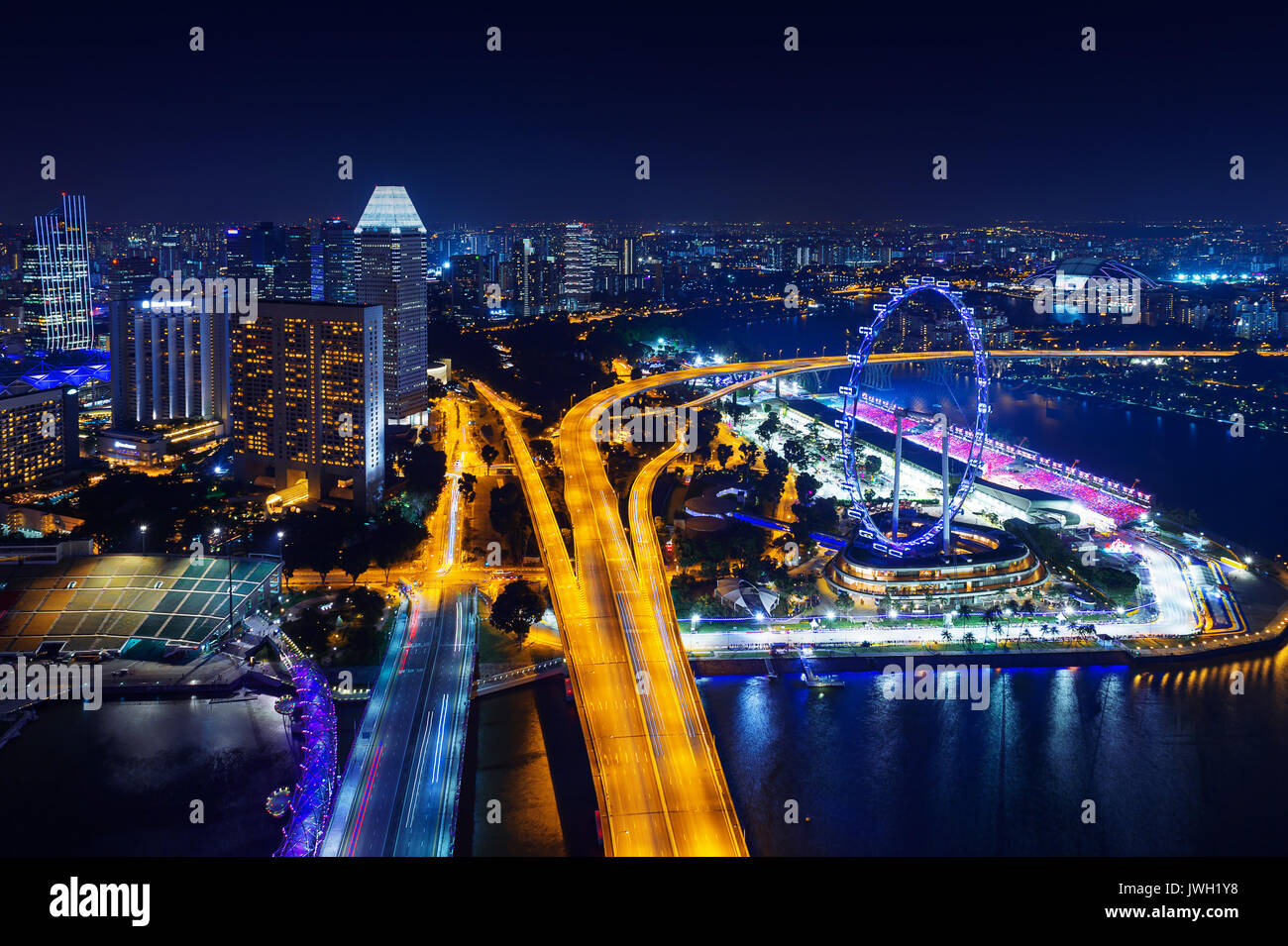 Singapore cityscape at night Stock Photo - Alamy