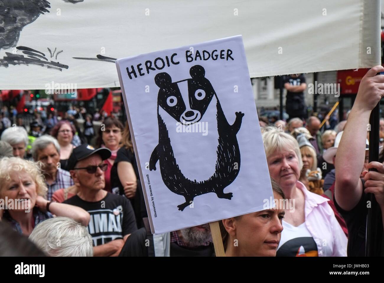 London, UK 12th August 2017. To coincide with the first day of the grouse season known as the 'Glorious 12th' hundreds of Anti Blood Sports protesters gather  outside Downing Street to demonstrate against the killing of animals for sport. :Credit: Claire Doherty Alamy/Live News Stock Photo