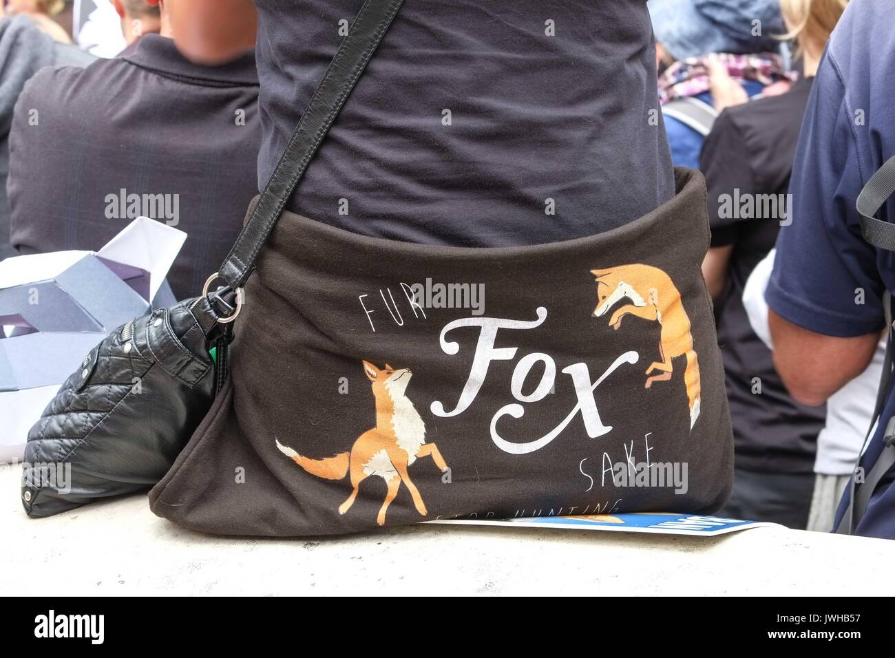London, UK 12th August 2017. To coincide with the first day of the grouse season known as the 'Glorious 12th' hundreds of Anti Blood Sports protesters gather  outside Downing Street to demonstrate against the killing of animals for sport. :Credit: Claire Doherty Alamy/Live News Stock Photo