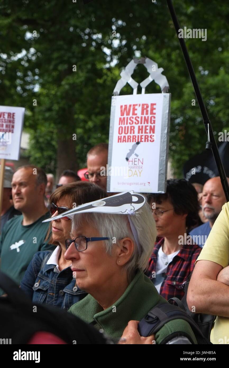 London, UK 12th August 2017. To coincide with the first day of the grouse season known as the 'Glorious 12th' hundreds of Anti Blood Sports protesters gather  outside Downing Street to demonstrate against the killing of animals for sport. :Credit: Claire Doherty Alamy/Live News Stock Photo
