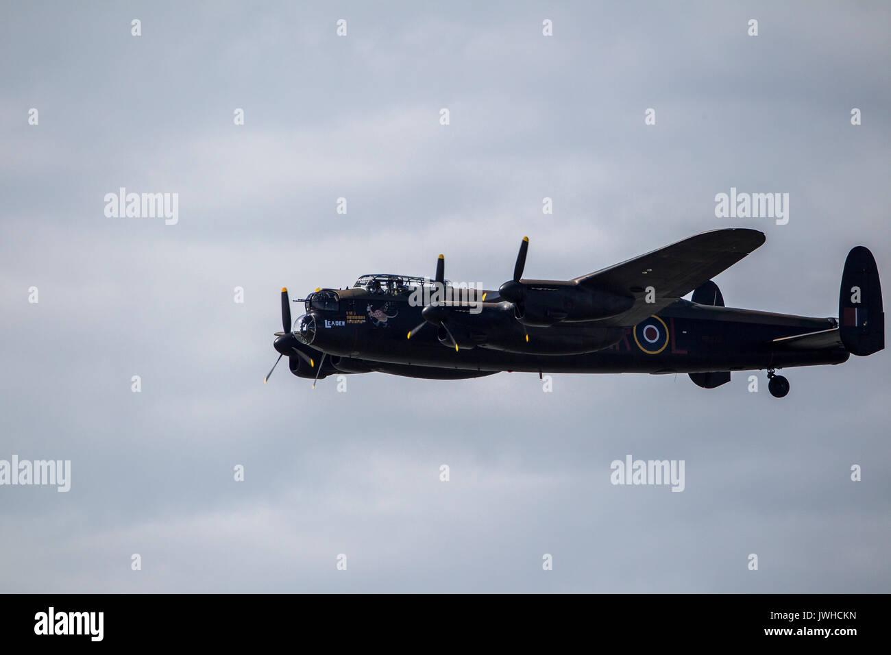 Blackpool, Lancashire, UK. 12th Aug, 2017. Lancaster from hte Battle of Britain Memorial Flight at Blackpool Credit: Russell Millner/Alamy Live News Stock Photo