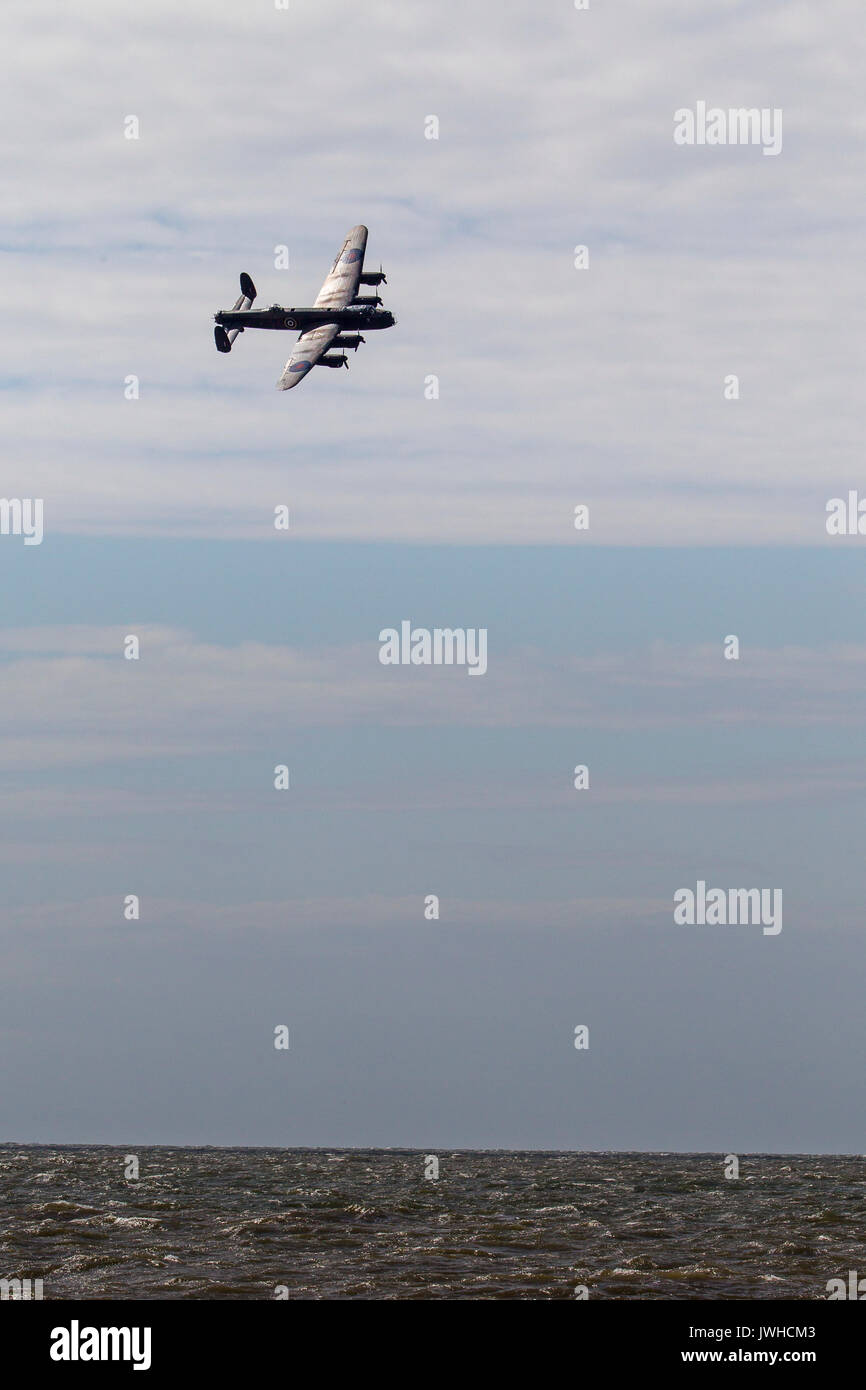 Blackpool, Lancashire, UK. 12th Aug, 2017. Lancaster from hte Battle of Britain Memorial Flight at Blackpool Credit: Russell Millner/Alamy Live News Stock Photo