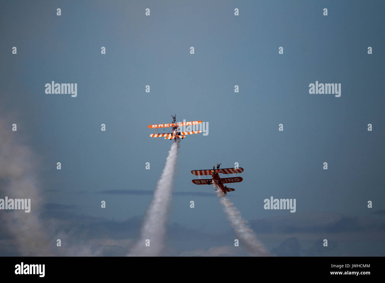 Blackpool, Lancashire, UK. 12th Aug, 2017. Breitling Wing Walkers display at Blackpool Credit: Russell Millner/Alamy Live News Stock Photo
