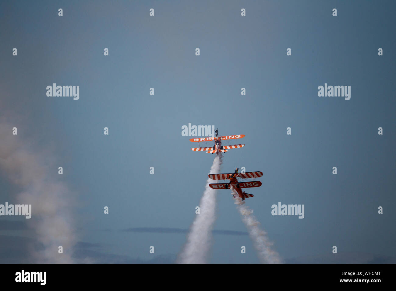 Blackpool, Lancashire, UK. 12th Aug, 2017. Breitling Wing Walkers display at Blackpool Credit: Russell Millner/Alamy Live News Stock Photo
