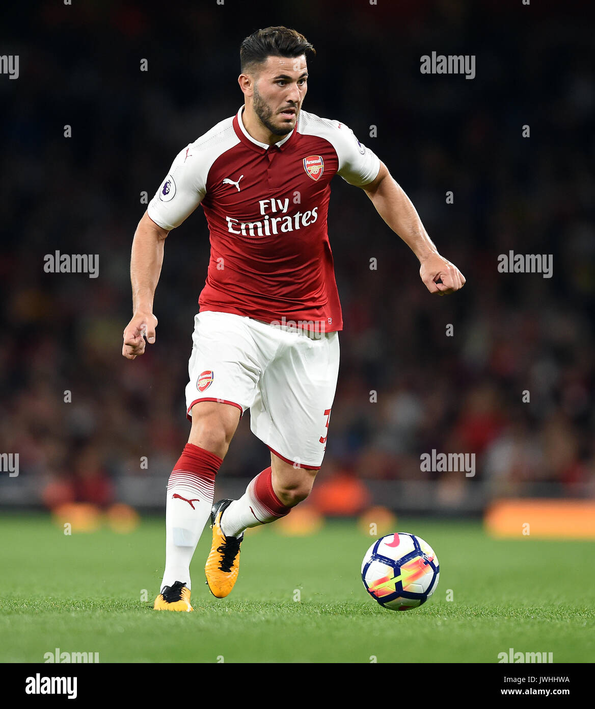 SEAD KOLASINAC OF ARSENAL ARSENAL V LEICESTER CITY EMIRATES STADIUM LONDON ENGLAND 11 August 2017 Stock Photo