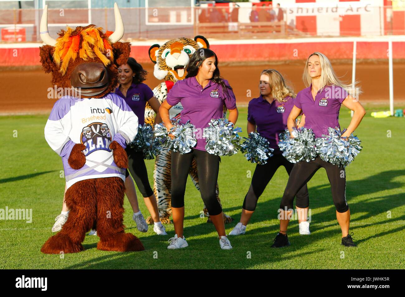 Glasgow, Scotland, UK. 12th August, 2017. Glasgow Tigers Welcomed Clangus and the Girls from Braehead Clan Credit: Colin Poultney/Alamy Live News Stock Photo