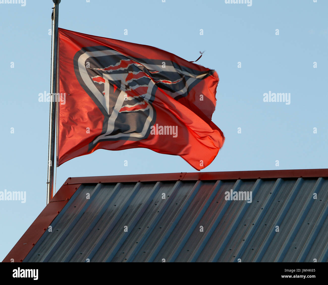 Glasgow, Scotland, UK. 12th August, 2017. Flying the flag for the Tigers over Ashfield Stadium Credit: Colin Poultney/Alamy Live News Stock Photo