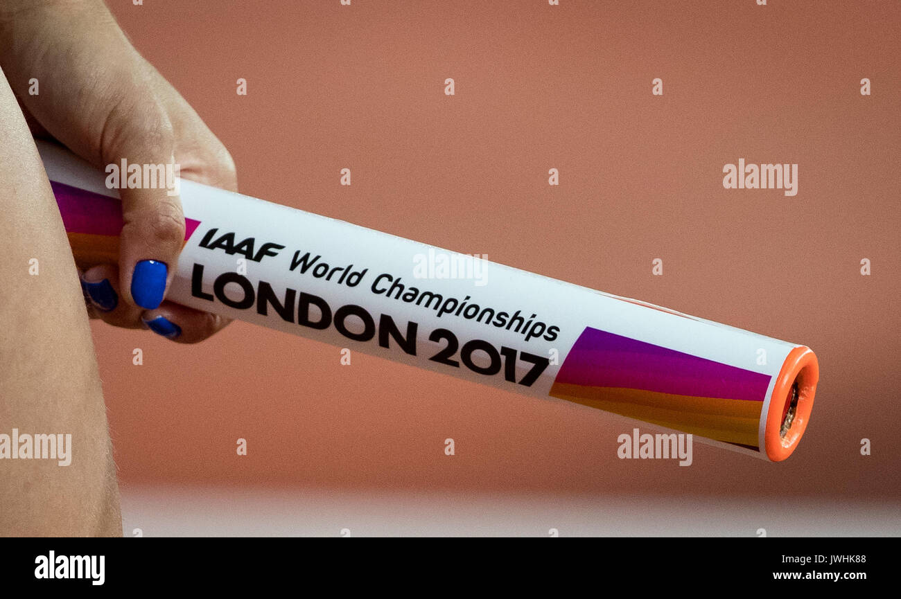 London, UK. 12th August, 2017. Relay Baton at the IAAF World Championships LONDON 2017 during the Women's 4x100 metres relay final IAAF World Athletics Championships 2017 on DAY 9 at the Olympic Park, London, England on 12 August 2017. Photo by Andy Rowland / PRiME Media Images./Alamy Live News Stock Photo