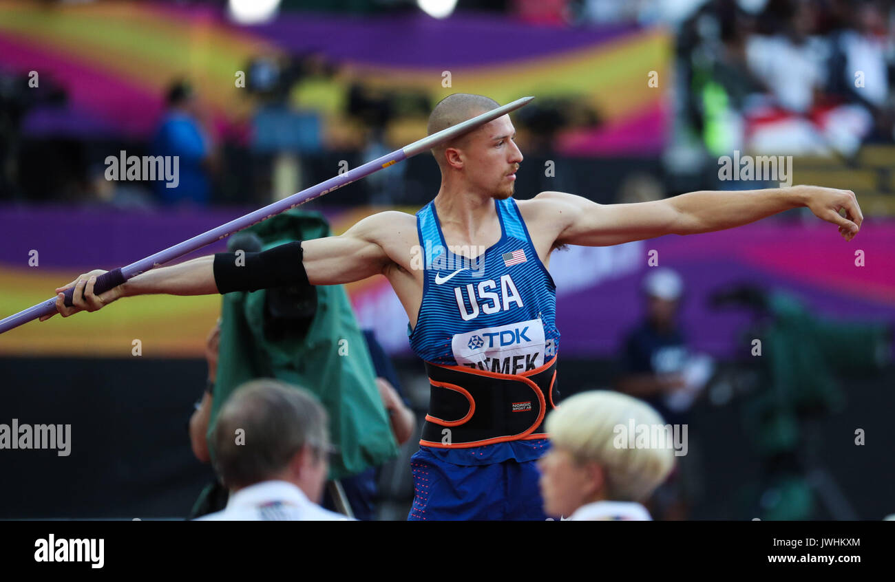 London, UK. 12th Aug, 2017. Zach Ziemek, USA, the men's decathlon