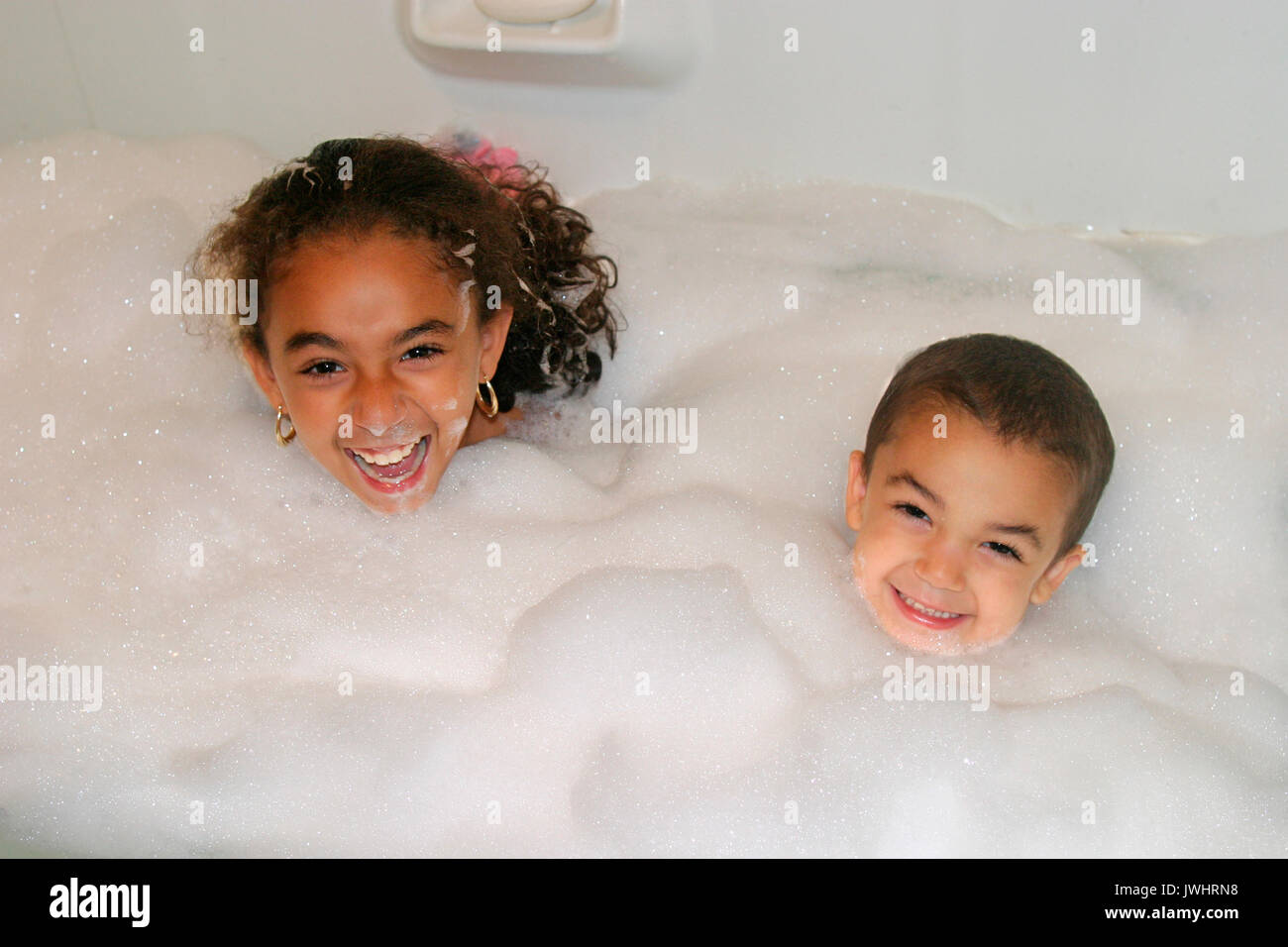 Elysia and Elijah Malina are brother and sister. Stock Photo