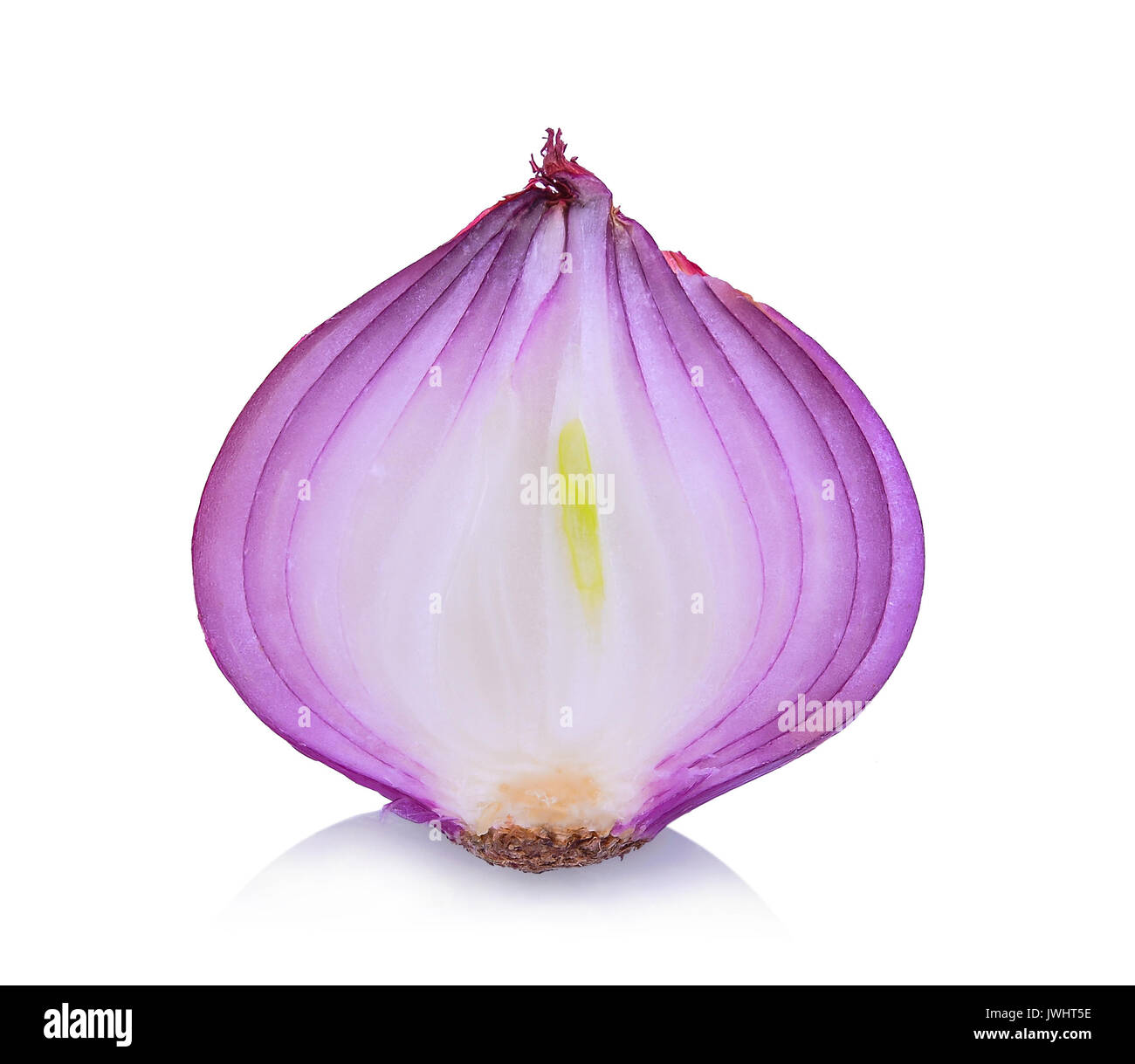 half of Red onion slice isolated on white background Stock Photo - Alamy