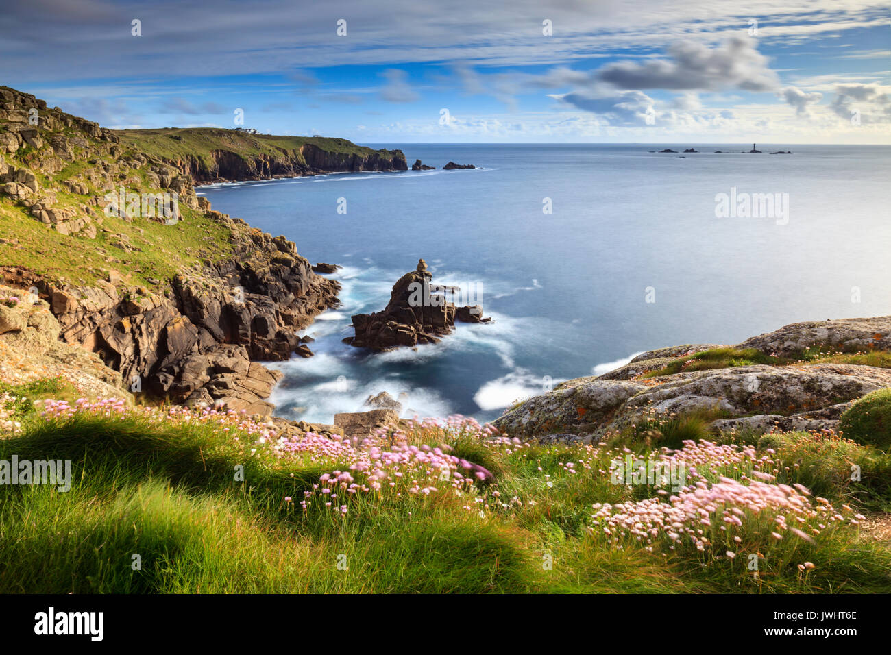 Lands End captured from the coast path neat Sennen Cove. Stock Photo