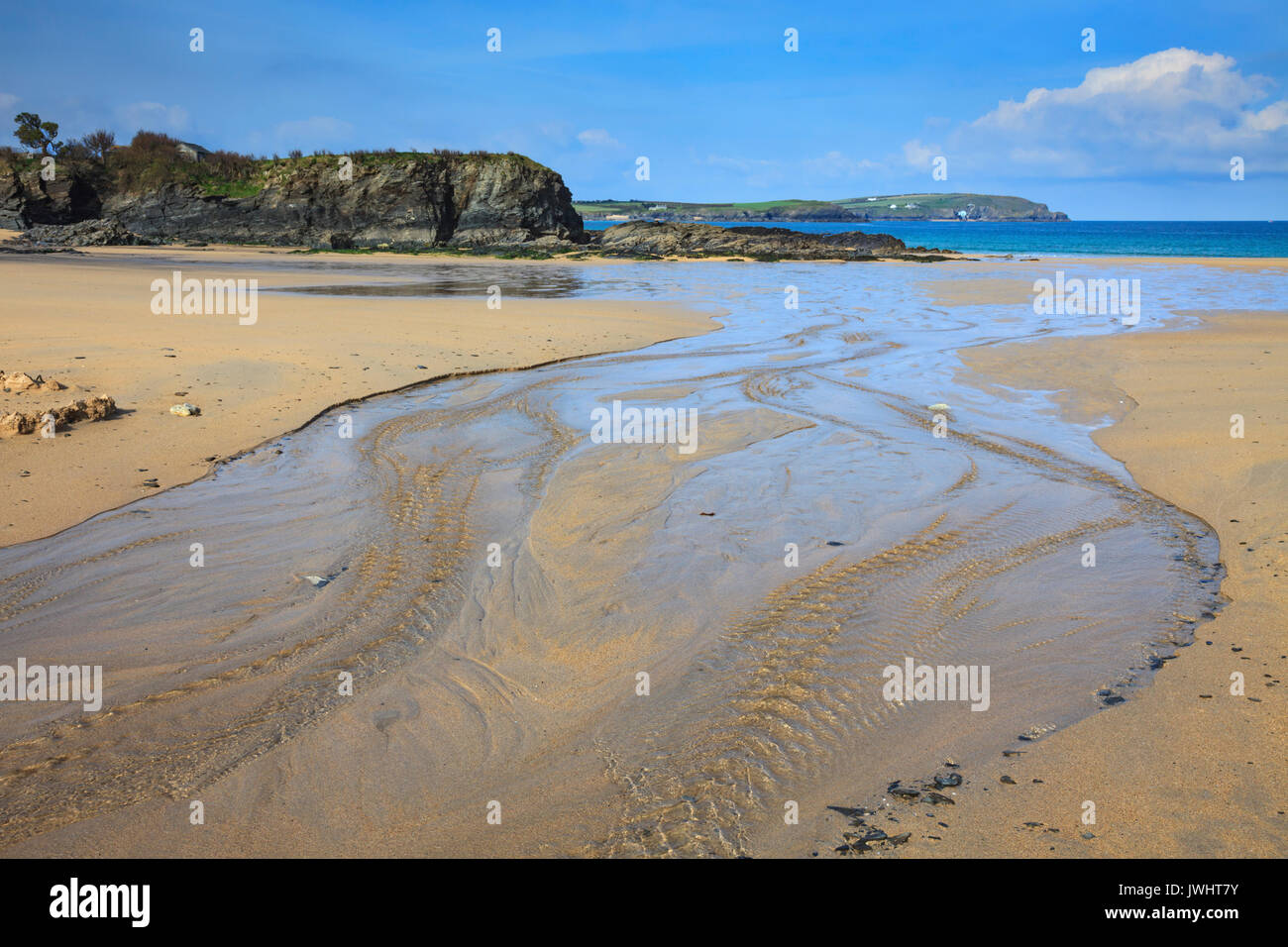 Trevone Beach in Cornwall. Stock Photo