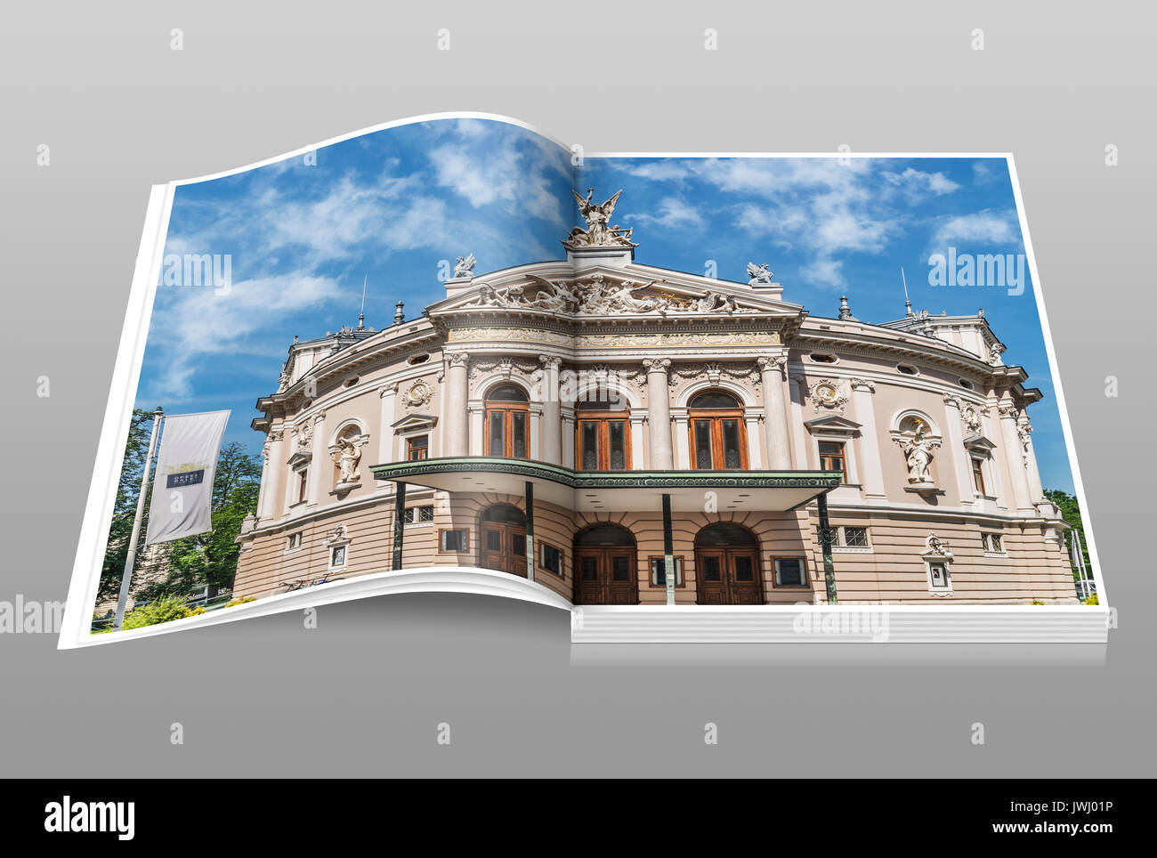 The opera of Ljubljana is located on the street Zupanciceva ulica 1. The building was built in the year 1892, Ljubljana, Slovenia, Europe Stock Photo