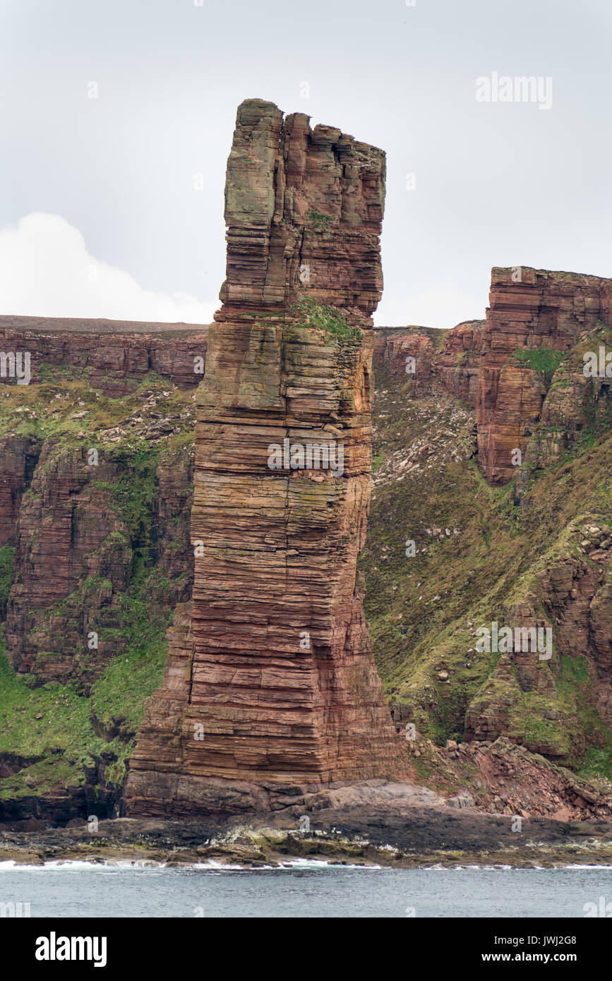 Old Man of Hoy, a famous seastack in the Orkney Islands, Scotland at low tide Stock Photo