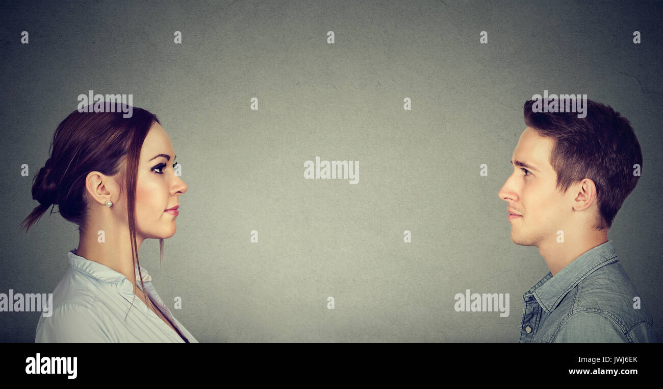 Looking at each other profile hi-res stock photography and images - Alamy