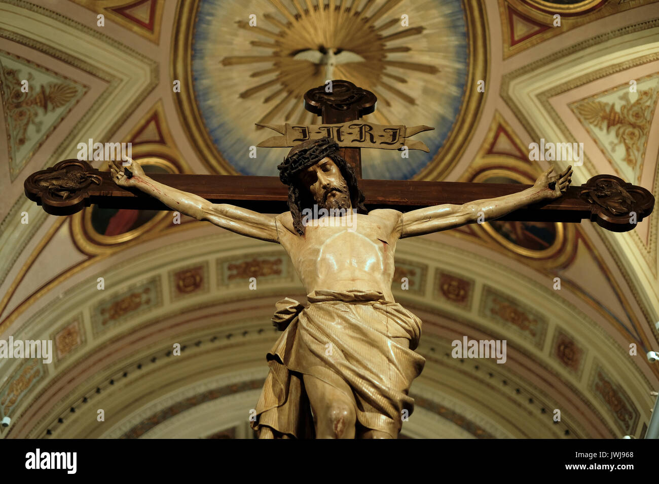 The large crucifix at the main altar inside the Franciscans Saint ...