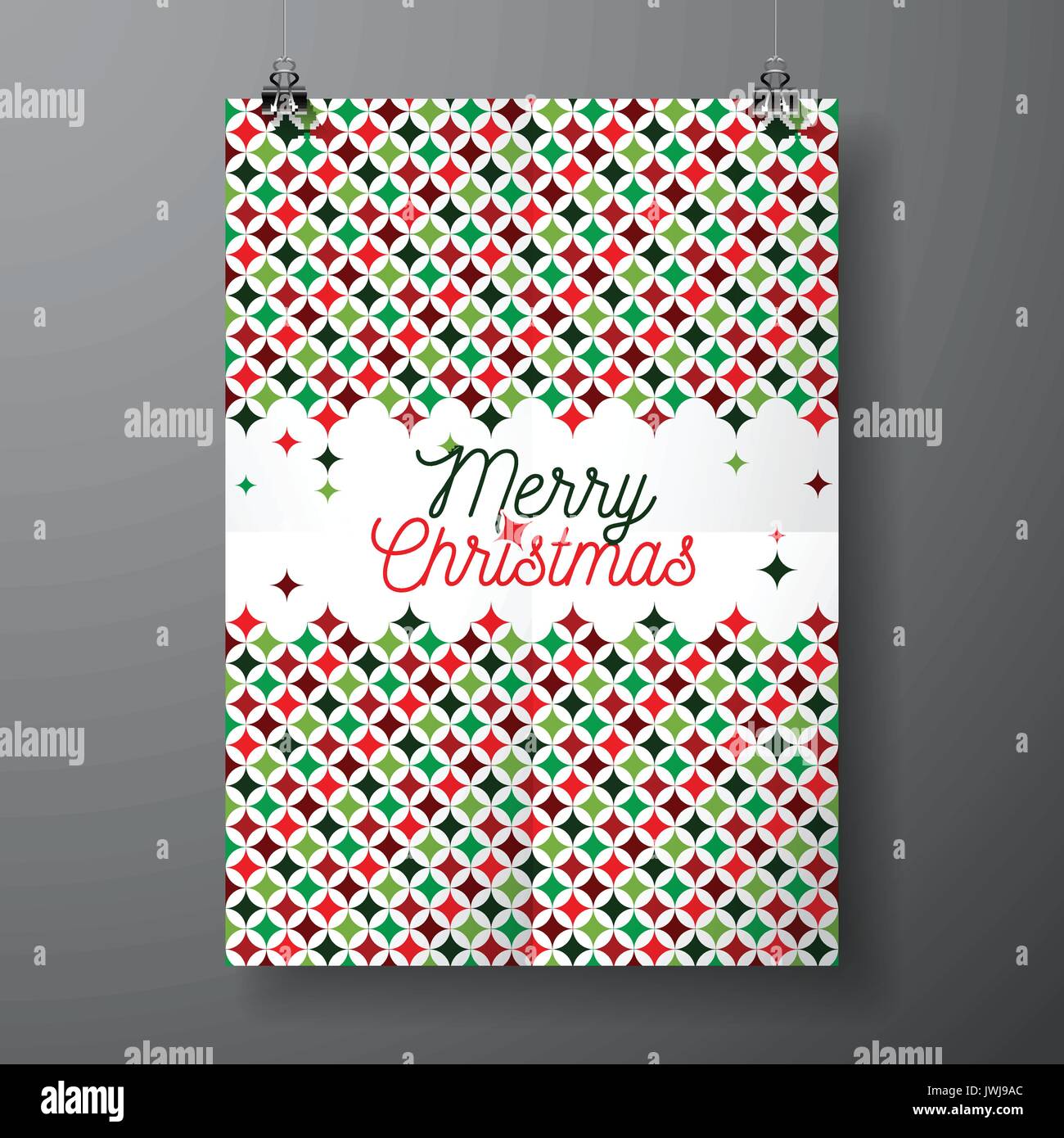 Vector Merry Christmas Holiday illustration with typographic design and ...