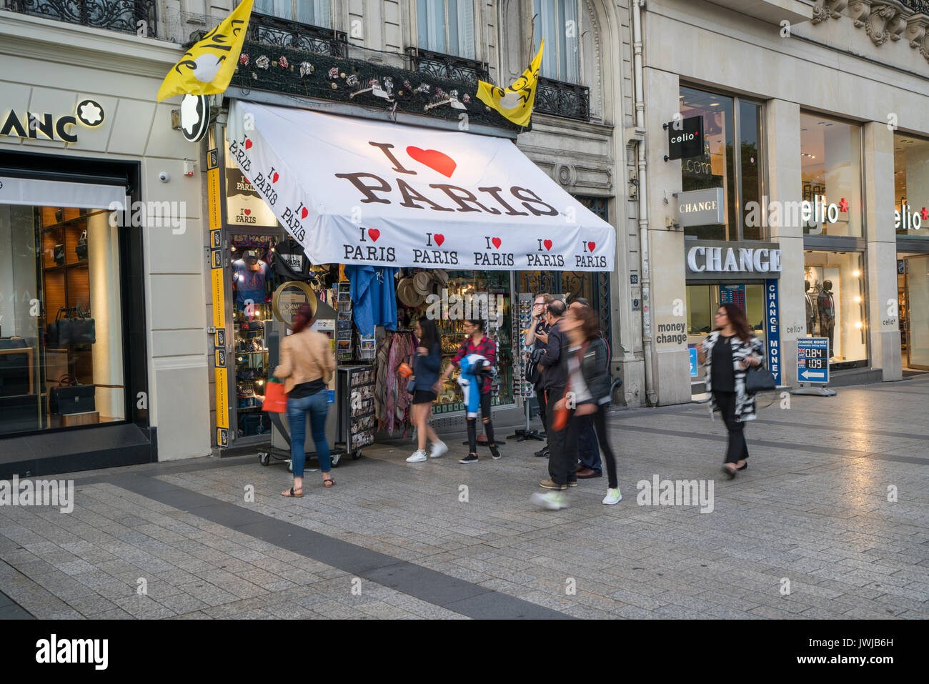 Souvenirs shop on the street in Paris Stock Photo