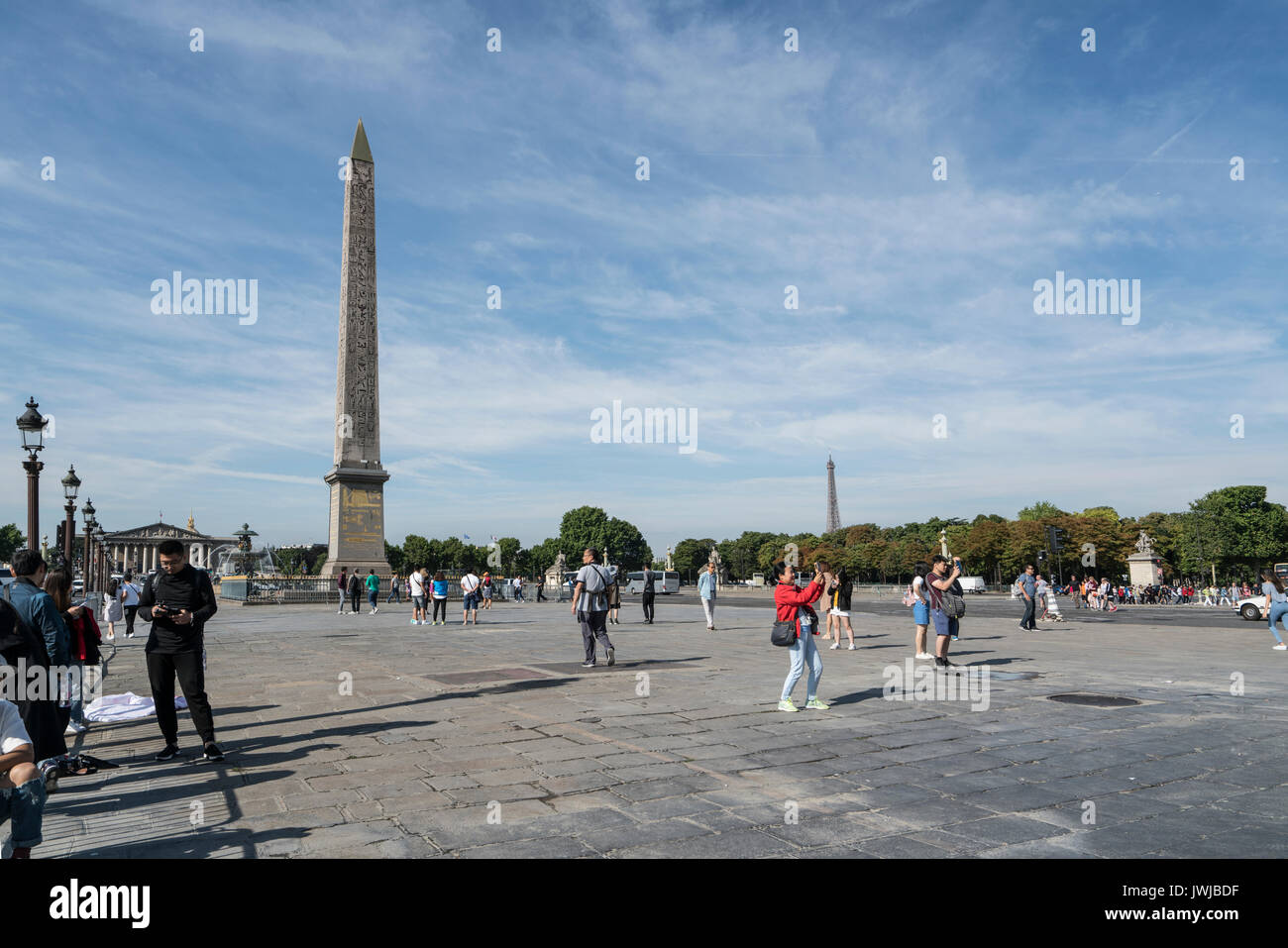 A view of the Luxor obelisk  in Place de la Concorde in Paris Stock Photo