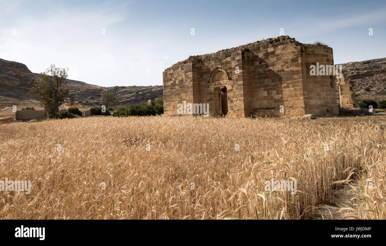 Ruins of Saint Mamas Gothic church at Agios,  Sozomenos abandoned village  in Cyprus Stock Photo