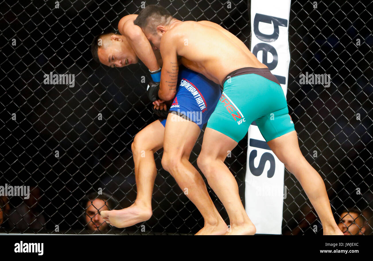 Alejandro Perez takes Andre Soukhamthath during UFC Fight Night 114 Mexico City,Mexico Stock Photo